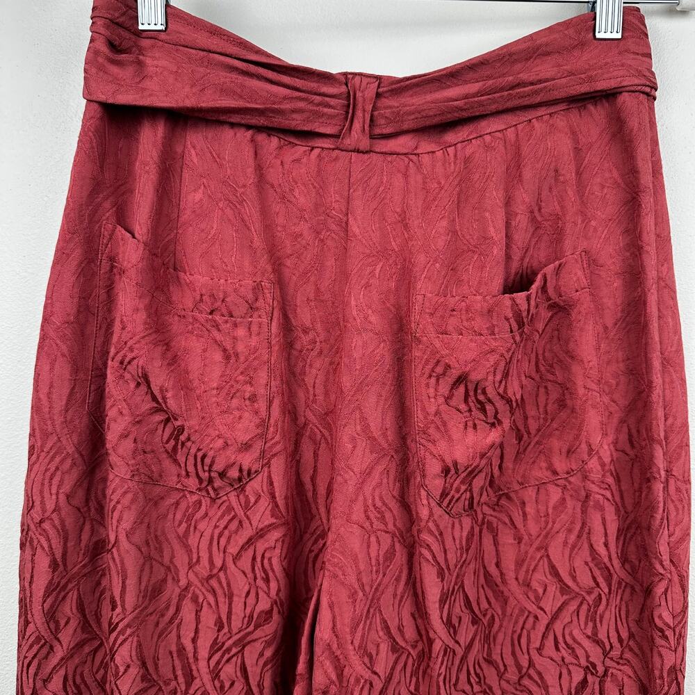 Anthropologie ETT:TWA Rose Jacquard Aubade Tie Waist Pants Tapered Cropped 8 - Picture 7 of 14